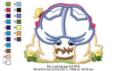 Baby Boy and Girl Looking Through her Legs - Applique - Set of 2 designs