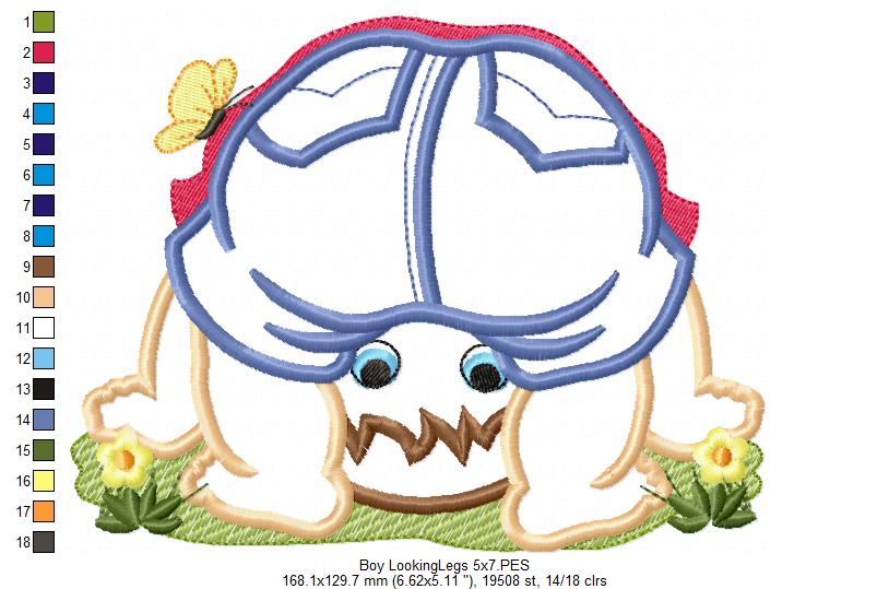 Baby Boy Looking Through his Legs - Applique