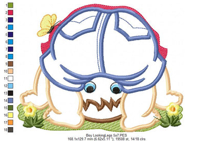 Baby Boy and Girl Looking Through her Legs - Applique - Set of 2 designs