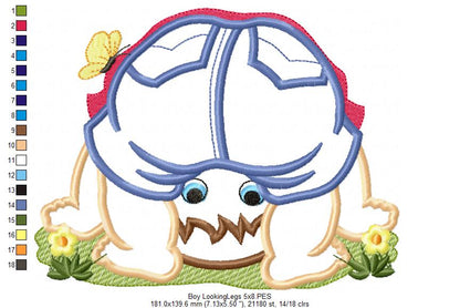 Baby Boy Looking Through his Legs - Applique