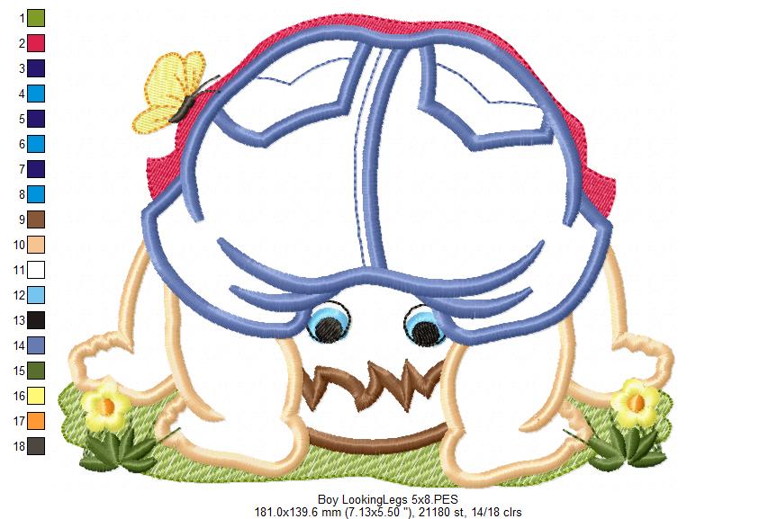 Baby Boy and Girl Looking Through her Legs - Applique - Set of 2 designs