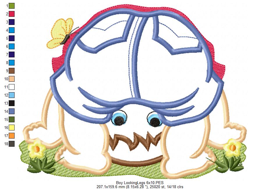 Baby Boy and Girl Looking Through her Legs - Applique - Set of 2 designs