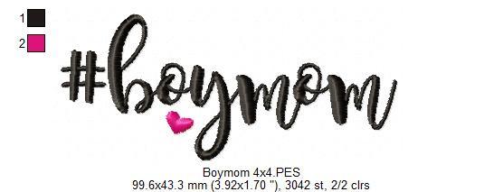 #Boymom Boy Mom - 4x4 5x7 - DooBeeDoo Embroidery Designs