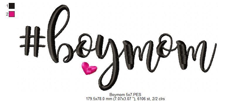#Boymom Boy Mom - 4x4 5x7 - DooBeeDoo Embroidery Designs