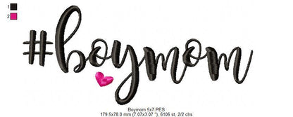#Boymom Boy Mom - 4x4 5x7 - DooBeeDoo Embroidery Designs