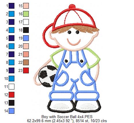 Boy with Soccer Ball - Applique
