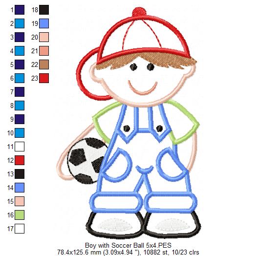 Boy with Soccer Ball - Applique