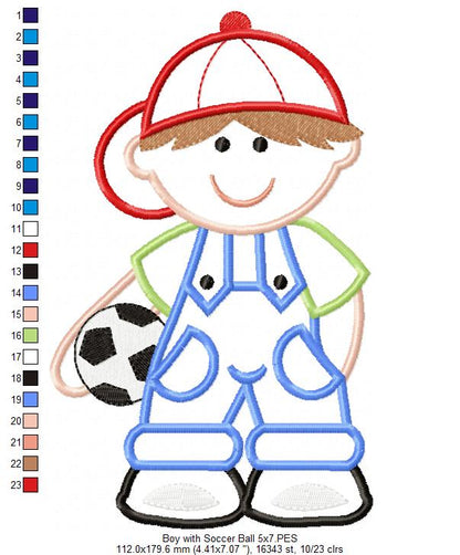 Boy with Soccer Ball - Applique