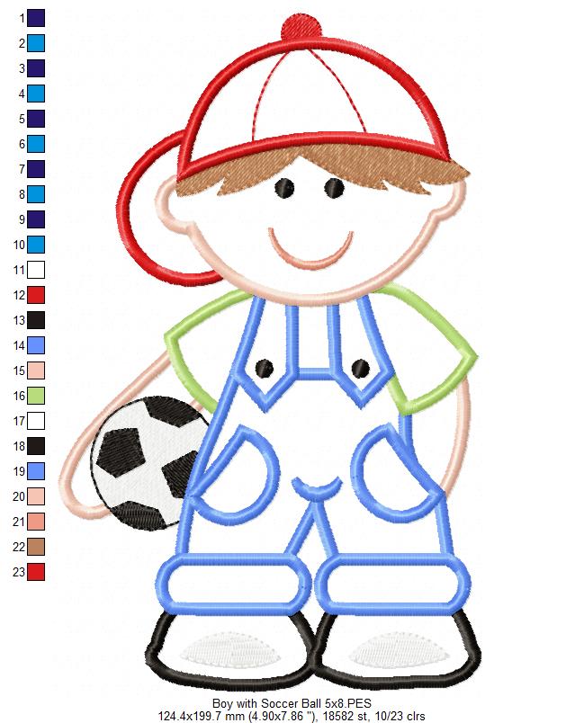 Boy with Soccer Ball - Applique