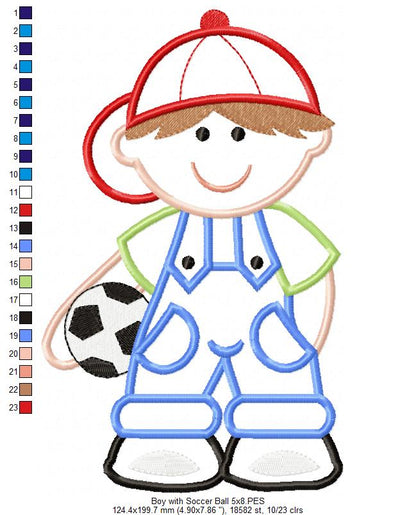 Boy with Soccer Ball - Applique