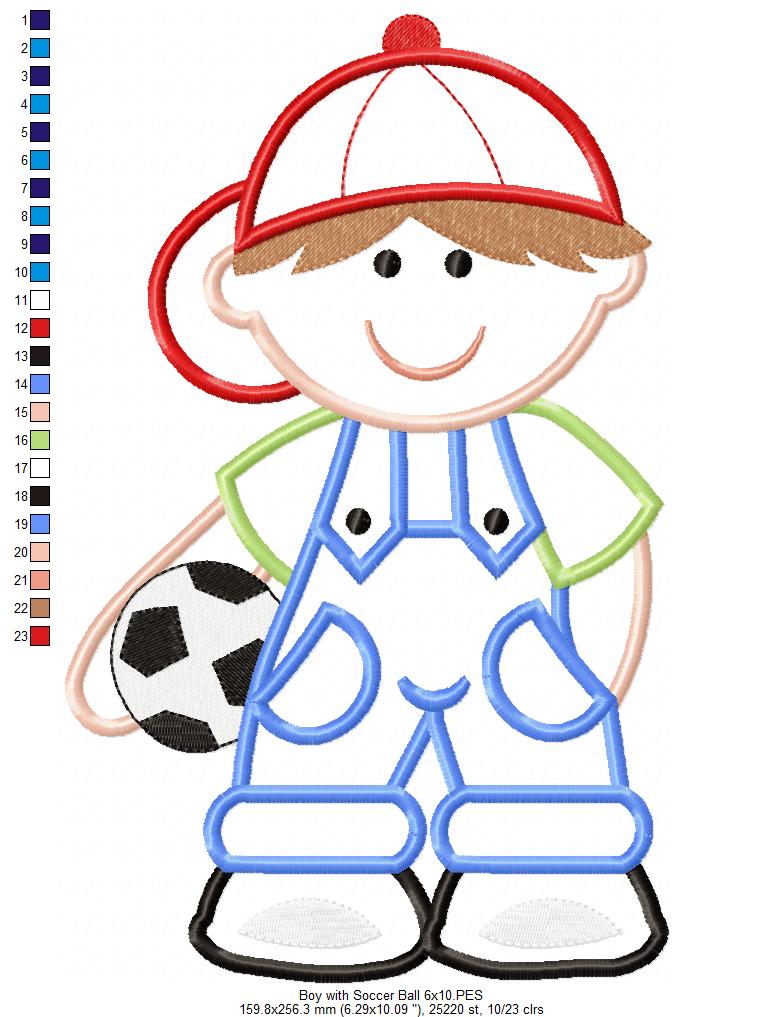 Boy with Soccer Ball - Applique