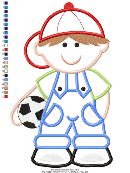 Boy with Soccer Ball - Applique