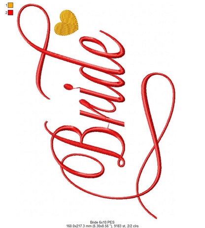 Bride and Team Bride - Fill Stitch - Set of 2 designs