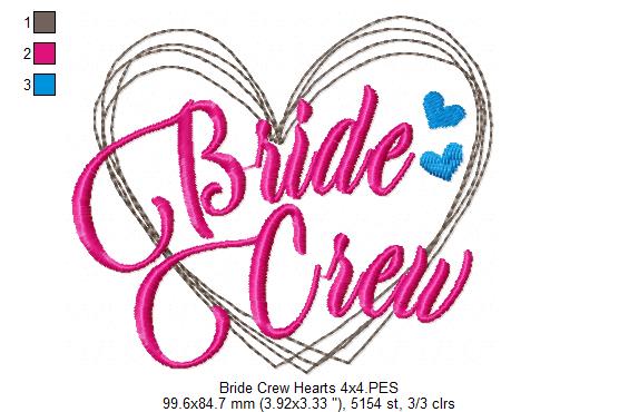 Bride Crew and Groom Crew Heart - Fill Stitch - Set of 2 designs