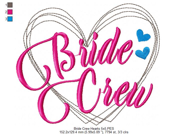 Bride Crew and Groom Crew Heart - Fill Stitch - Set of 2 designs