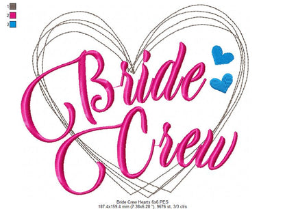 Bride Crew and Groom Crew Heart - Fill Stitch - Set of 2 designs