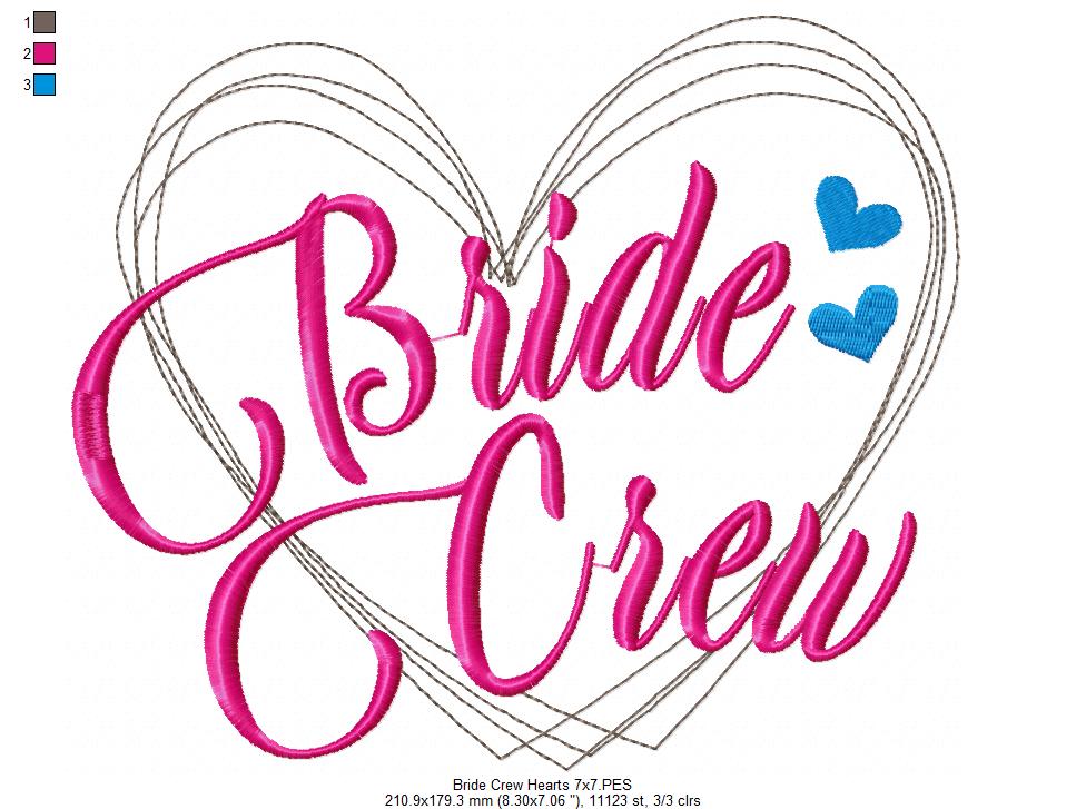 Bride Crew and Groom Crew Heart - Fill Stitch - Set of 2 designs