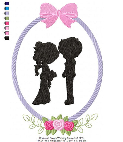 Groom and Bride Wedding Frames - Applique - Set of 5 designs