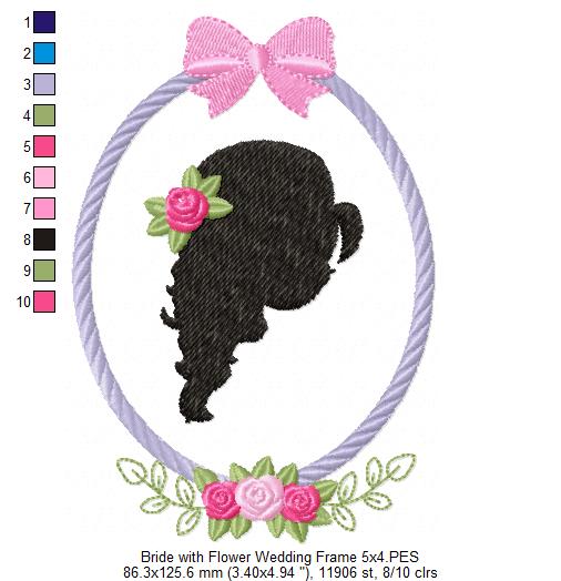 Bride with Flower Wedding Frame - Applique