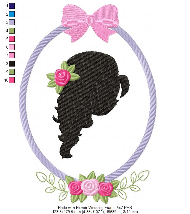 Bride with Flower Wedding Frame - Applique