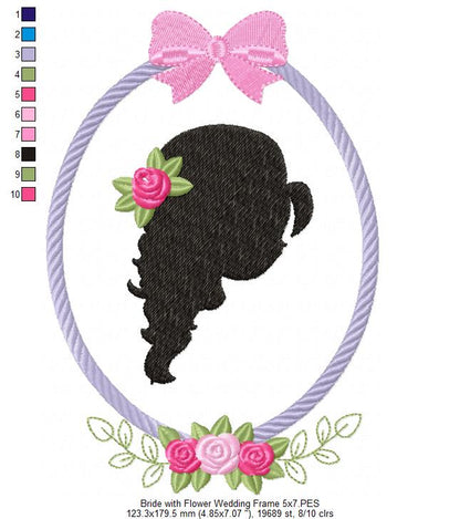 Bride with Flower Wedding Frame - Applique