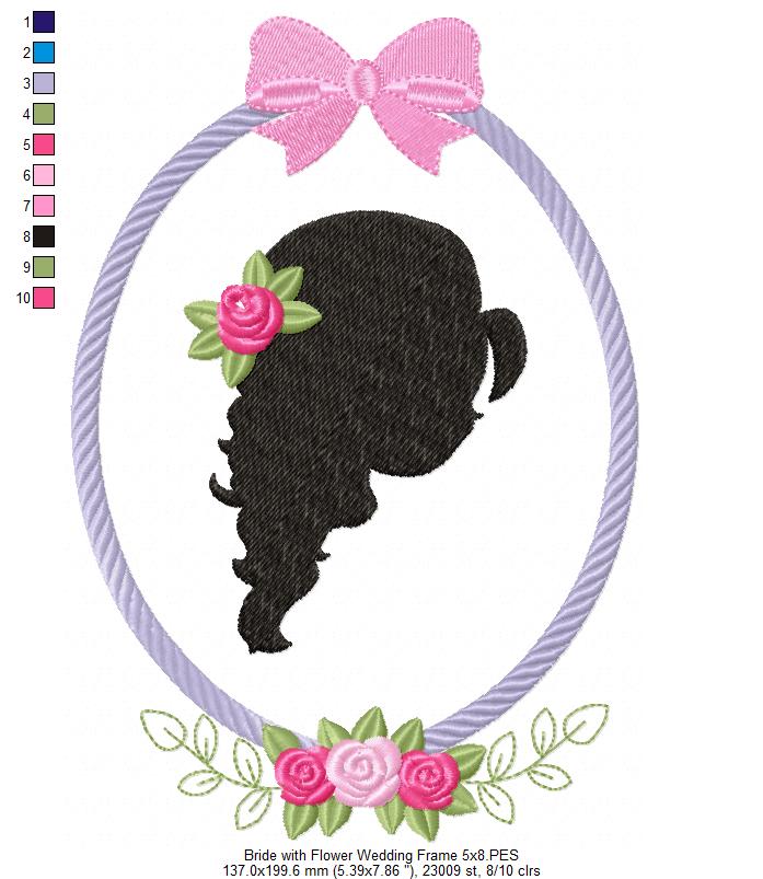 Bride with Flower Wedding Frame - Applique