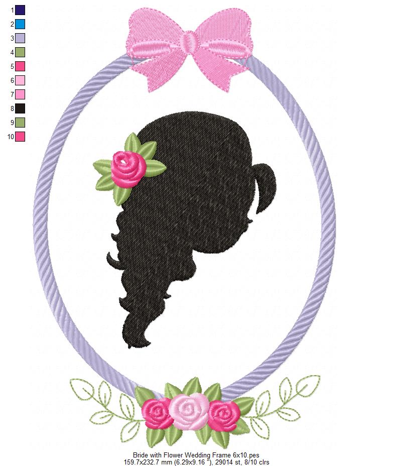 Bride with Flower Wedding Frame - Applique