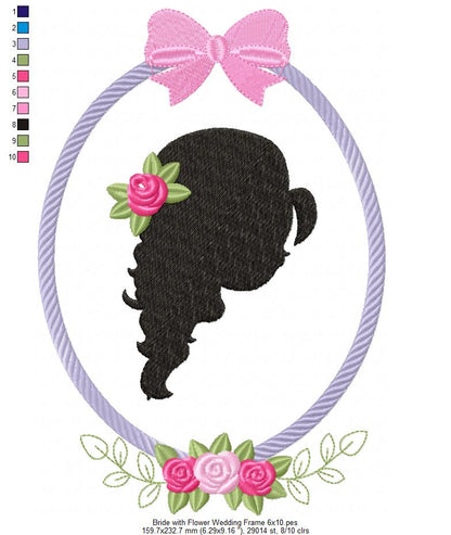 Bride with Flower Wedding Frame - Applique