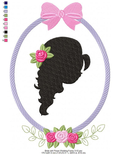Bride with Flower Wedding Frame - Applique