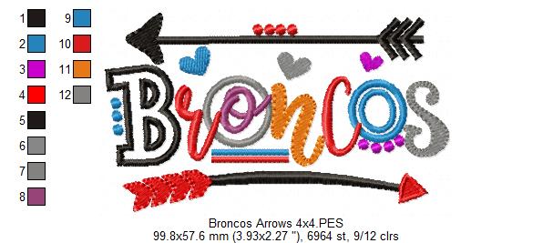 Broncos Arrows and Hearts - Fill Stitch