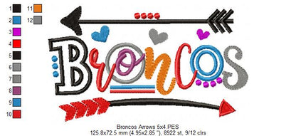 Broncos Arrows and Hearts - Fill Stitch