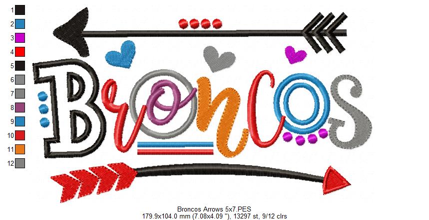 Broncos Arrows and Hearts - Fill Stitch