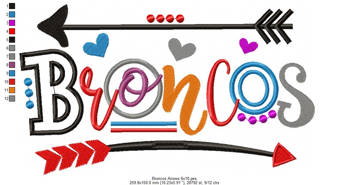 Broncos Arrows and Hearts - Fill Stitch