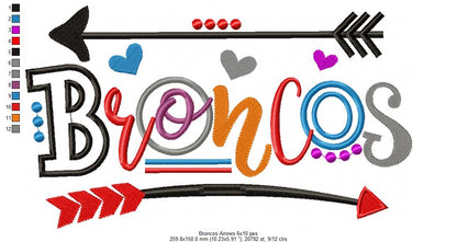 Broncos Arrows and Hearts - Fill Stitch