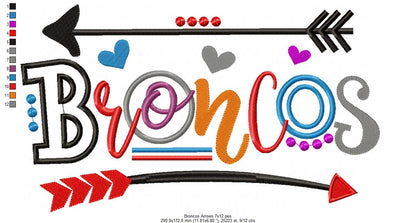 Broncos Arrows and Hearts - Fill Stitch