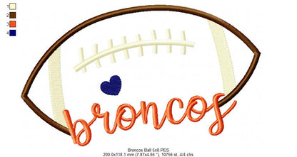 Football Broncos Ball - Fill Stitch - Machine Embroidery Design