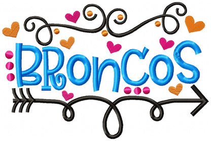 Broncos with Fun Arrows – Satin Stitch – Machine Embroidery Design