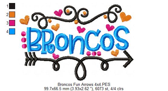 Broncos with Fun Arrows – Satin Stitch – Machine Embroidery Design