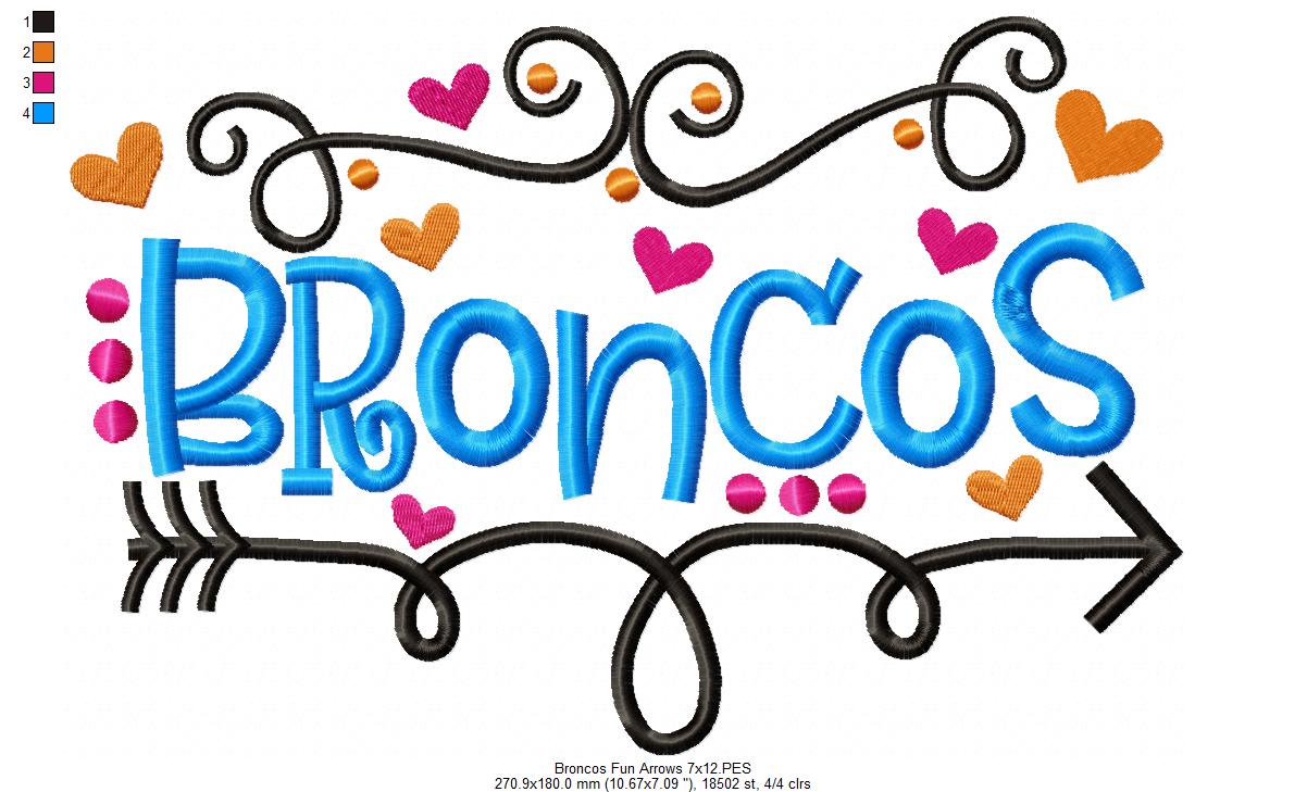 Broncos with Fun Arrows – Satin Stitch – Machine Embroidery Design