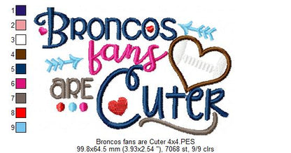 Broncos Fans Are Cuter – Appliqué – Machine Embroidery Design