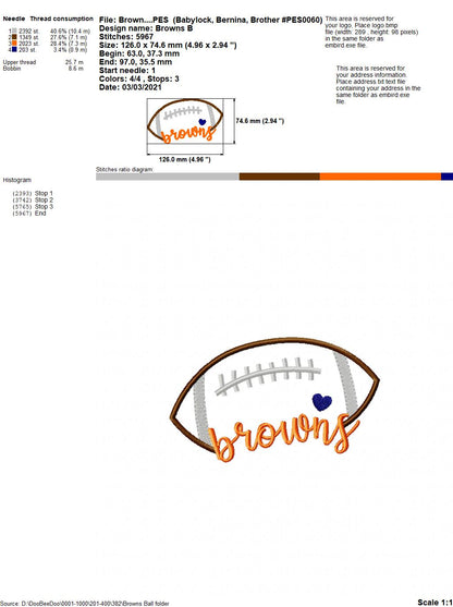 Browns Football - Satin Stitch – Machine Embroidery Design