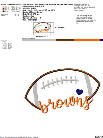 Browns Football - Satin Stitch – Machine Embroidery Design