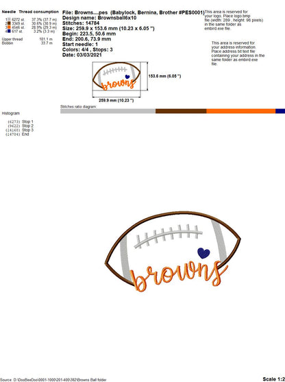 Browns Football - Satin Stitch – Machine Embroidery Design