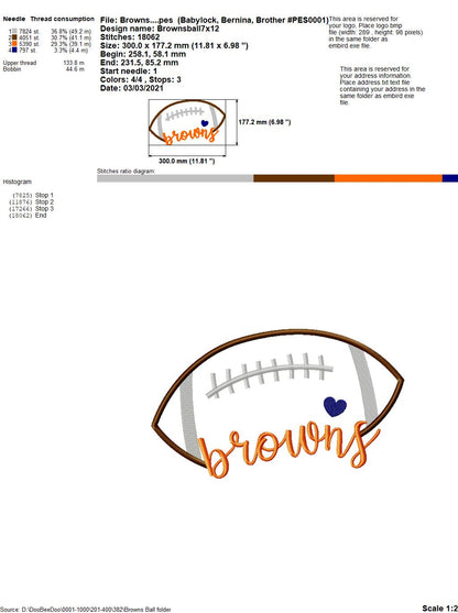 Browns Football - Satin Stitch – Machine Embroidery Design