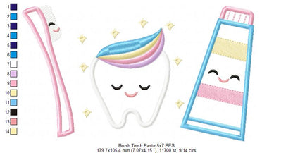 Brush, Teeth and Tooth Paste - Applique