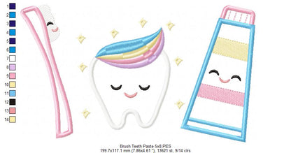 Brush, Teeth and Tooth Paste - Applique