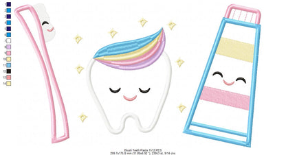 Brush, Teeth and Tooth Paste - Applique