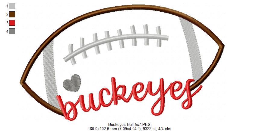 Football Buckeyes Ball - Fill Stitch