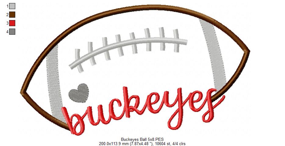 Football Buckeyes Ball - Fill Stitch