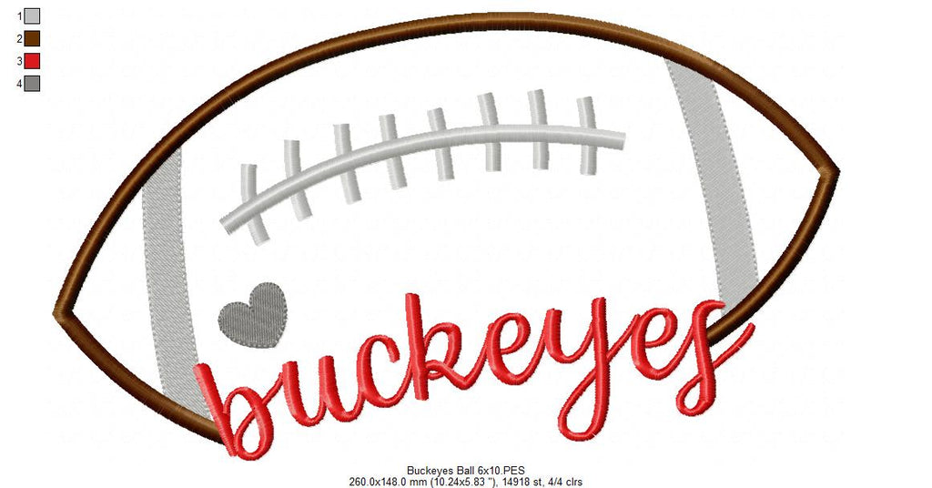 Football Buckeyes Ball - Fill Stitch